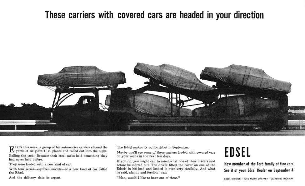 1958 Edsel teaser from August 1957 Recently added Cars Home